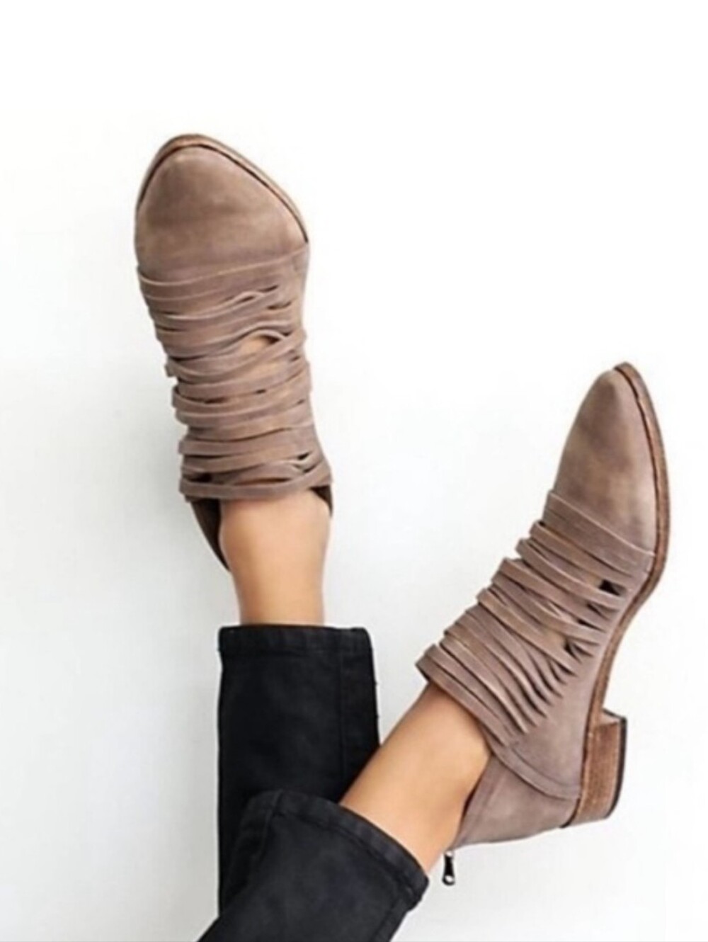 New Free People Lost Valley Distressed Leather Flats